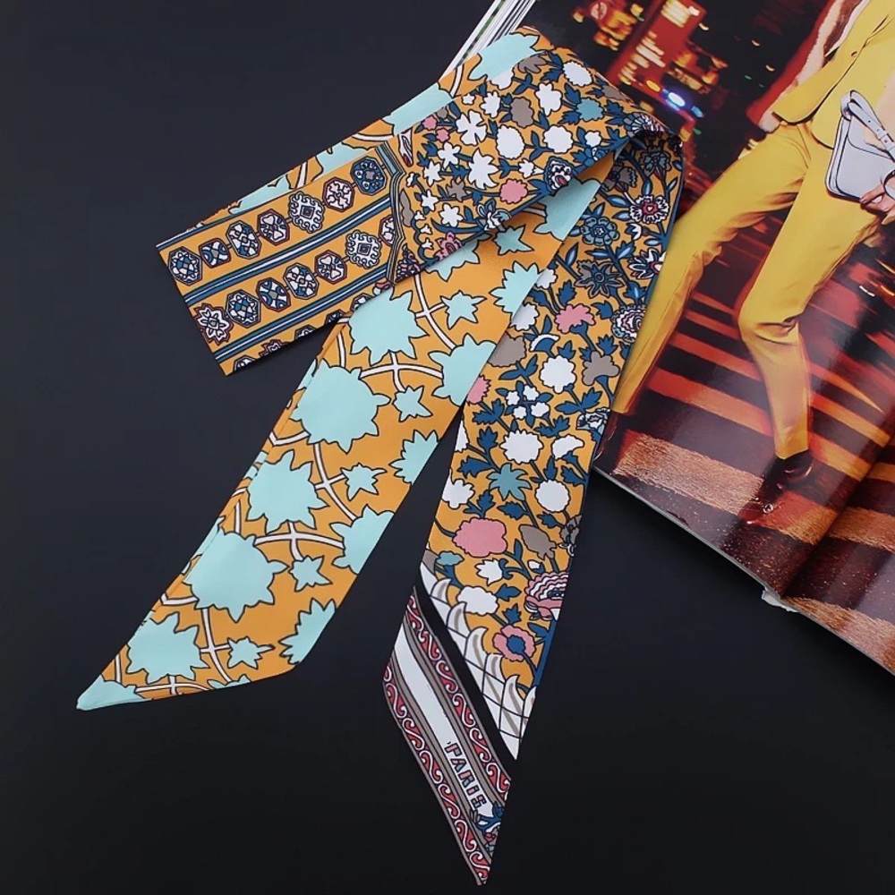 Morocco At Night Hand Feel Silk Bandeau Lux Scarf, Bag Scarf, Designer Hair Tie - Picture 4 of 4